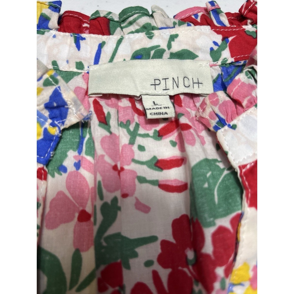 Pinch Floral Tiered Mini Dress Womens Large Ruffle Sleeve Cottagecore Summer - Picture 2 of 3